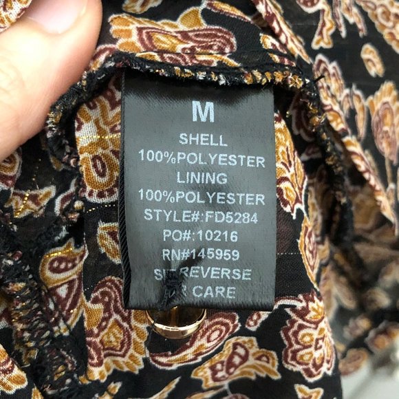 Dress Forum Brown Floral Ruffle Tiered Long Sleeve Dress M - Picture 11 of 11